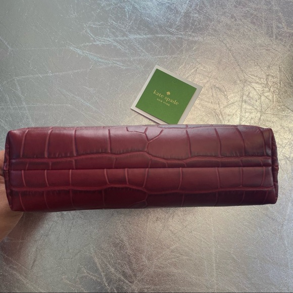 Kate Spade Murray Street Luxe Briley Pouch Red (faux croc) cosmetic bag NWT - Picture 8 of 9